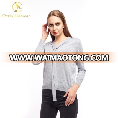 Cheap 100% Wool Plain Knit Pullover Spring Ladies Sweaters