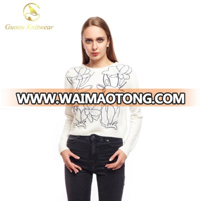 Guoou Knitwear Hand Knitted Woolen Pullover Ladies Sweaters Design